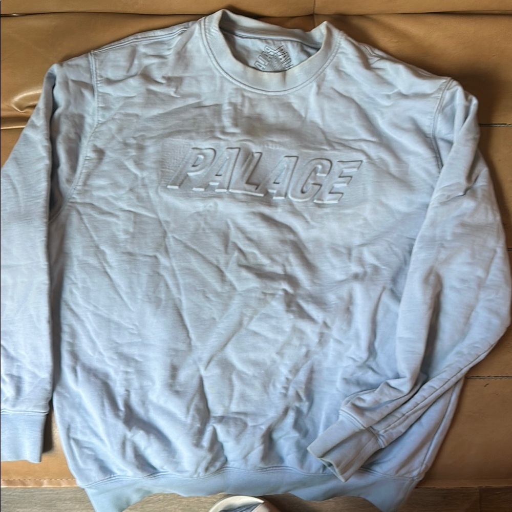 PALACE Baby Blue Crewneck Sweater Classic Style